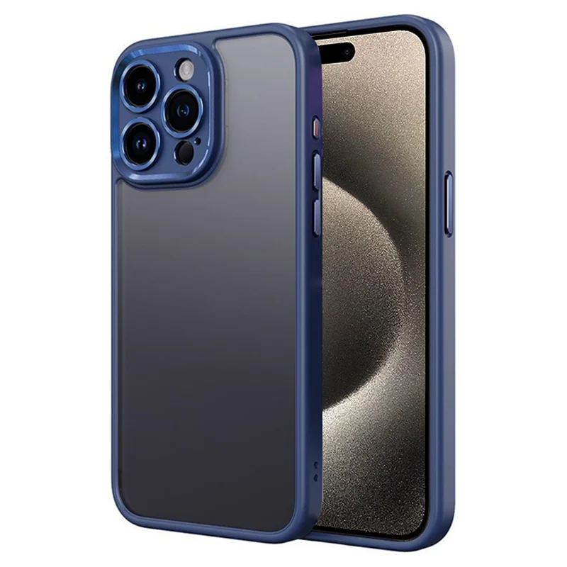 For iPhone 15 Pro Cover Precise Lens Cutout TPU+PC Anti-scratch Cell Phone Case - Titanium Blue