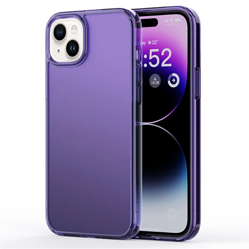 For iPhone 15 Plus Bump Proof Cell Phone Cases Matte TPU+PC Back Cover - Transparent Purple