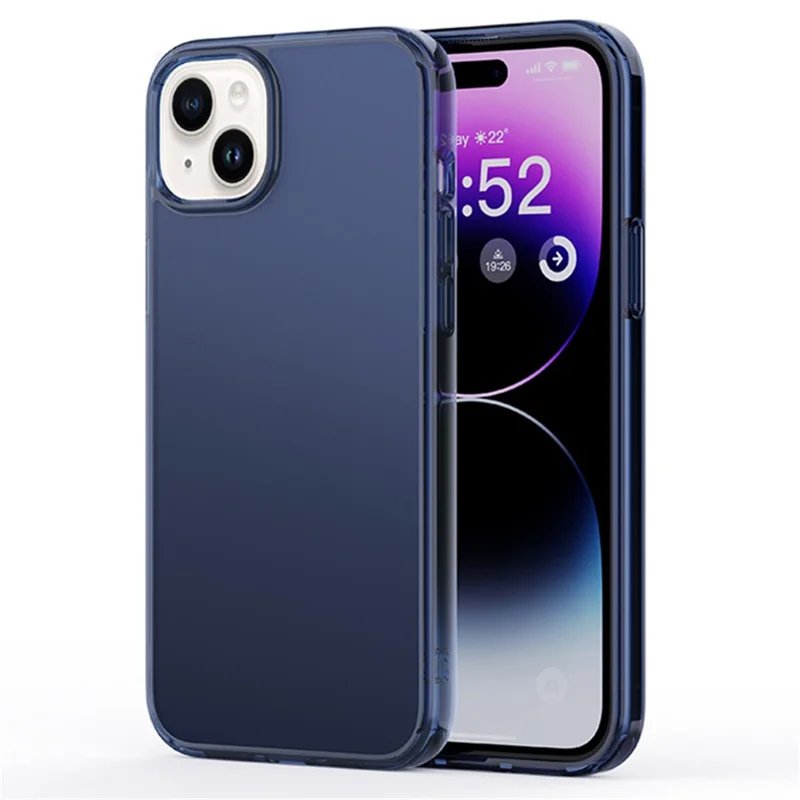 For iPhone 15 Plus Bump Proof Cell Phone Cases Matte TPU+PC Back Cover - Transparent Titanium Blue