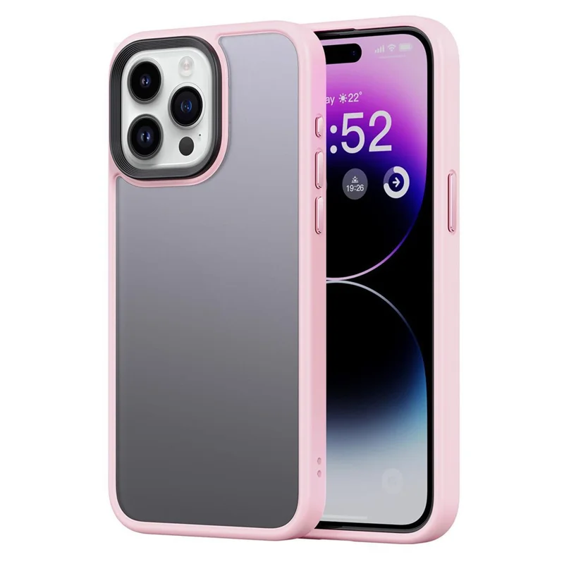 For iPhone 15 Pro Cell Phone Cases Aluminum Alloy Camera Frame TPU+PC Cover - Pink