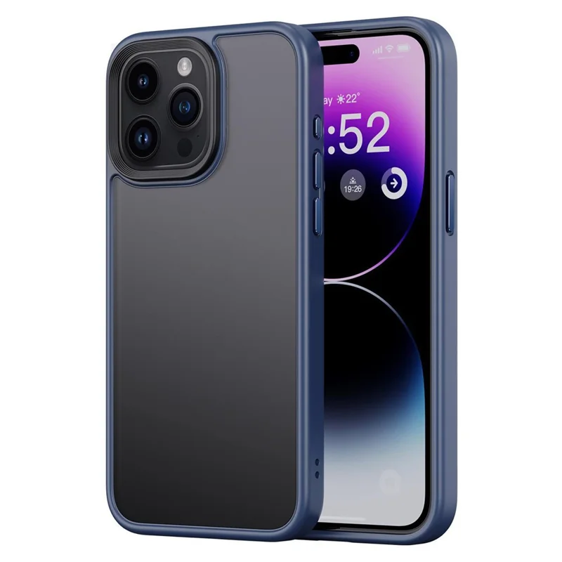 For iPhone 15 Pro Cell Phone Cases Aluminum Alloy Camera Frame TPU+PC Cover - Titanium Blue