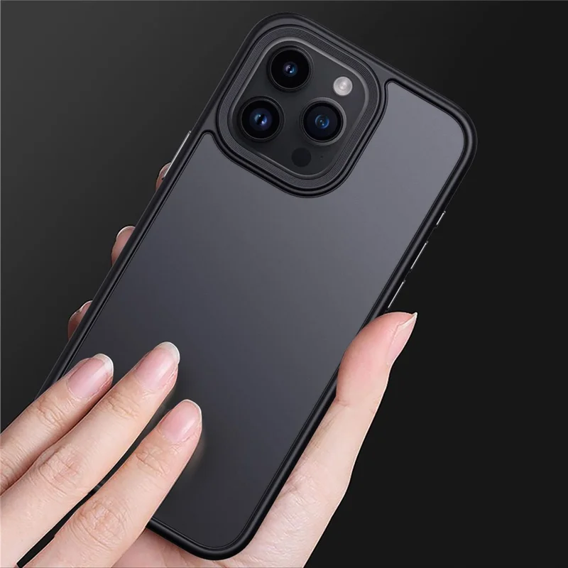 For iPhone 15 Pro Cell Phone Cases Aluminum Alloy Camera Frame TPU+PC Cover - Titanium Blue