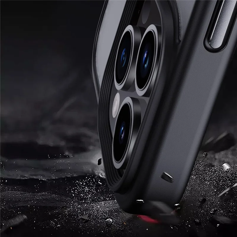 For iPhone 15 Pro Max Cell Phone Cases Aluminum Alloy Camera Frame TPU+PC Anti-drop Cover - Titanium Blue