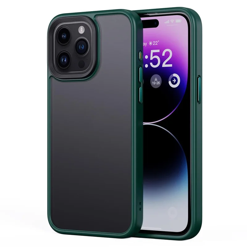 For iPhone 15 Pro Max Cell Phone Cases Aluminum Alloy Camera Frame TPU+PC Anti-drop Cover - Blackish Green