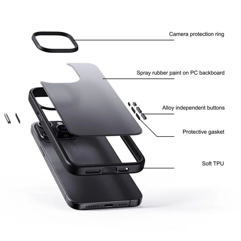 For iPhone 15 Pro Max Cell Phone Cases Aluminum Alloy Camera Frame TPU+PC Anti-drop Cover - Blackish Green