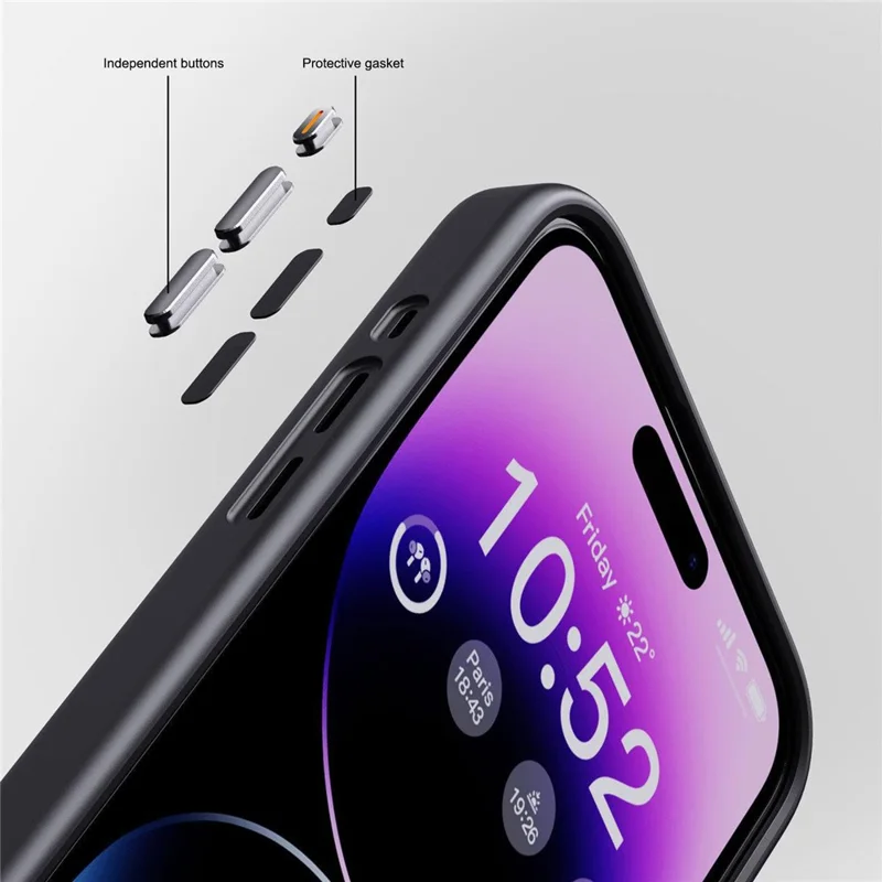 For iPhone 15 Pro Max Cell Phone Cases Aluminum Alloy Camera Frame TPU+PC Anti-drop Cover - Light Purple