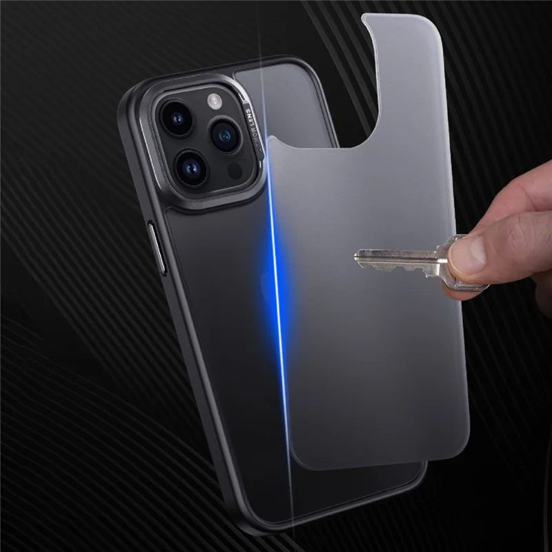 For iPhone 15 Pro Max Cell Phone Cases Aluminum Alloy Camera Frame Matte TPU+PC Cover - Black