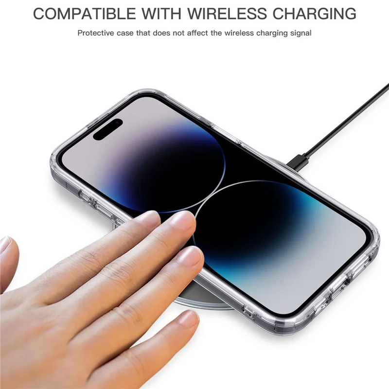 For iPhone 15 Pro Max Cell Phone Cases Crystal Clear TPU+PC Back Cover - Transparent Black