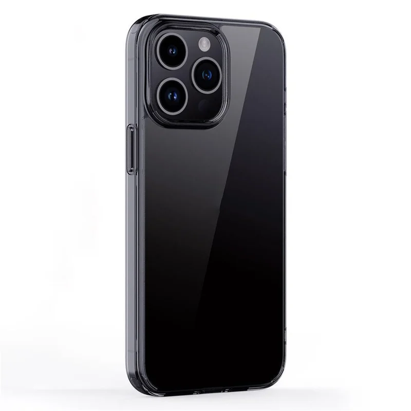 For iPhone 15 Pro Max Cell Phone Cases Crystal Clear TPU+PC Back Cover - Transparent Black