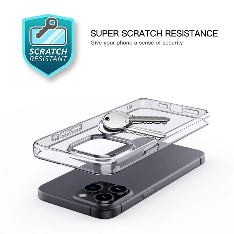 For iPhone 15 Pro Max Cell Phone Cases Crystal Clear TPU+PC Back Cover - Transparent Black