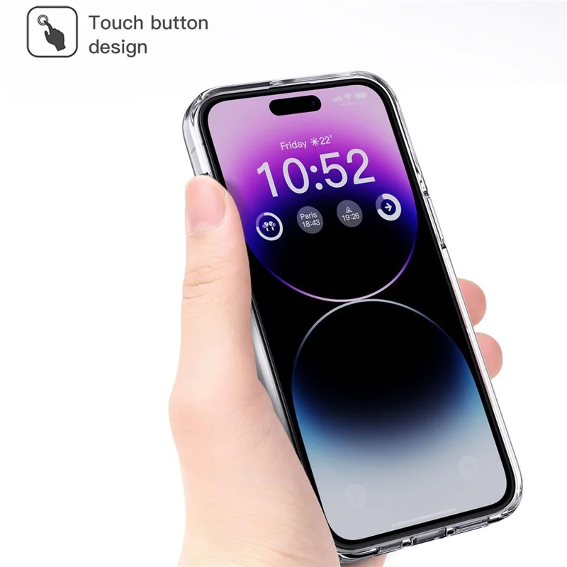 For iPhone 15 Plus Cell Phone Cases Crystal Clear TPU+PC Shockproof Cover - Transparent Black