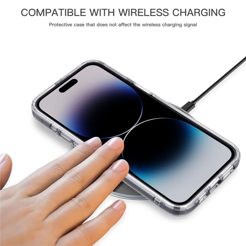 For iPhone 15 Plus Cell Phone Cases Crystal Clear TPU+PC Shockproof Cover - Transparent Black