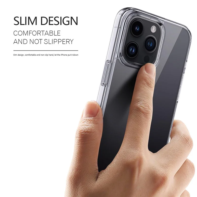 Cell Phone Cases for iPhone 15 Pro Crystal Clear TPU+PC Anti-fall Back Cover - Transparent