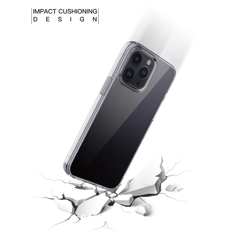 Cell Phone Cases for iPhone 15 Pro Crystal Clear TPU+PC Anti-fall Back Cover - Transparent