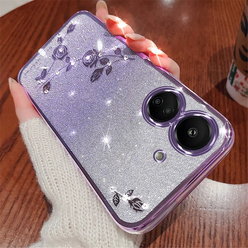 KADEM For Xiaomi Redmi 13C 4G / Poco C65 4G Case Flower Pattern Cell Phone TPU Gradient Back Cover - Purple