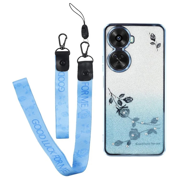 KADEM Per Huawei nova 11 SE / nova 12 SE 4G Custodia per Cellulare con Tracolla Decorazione Strass TPU Cover - Blu