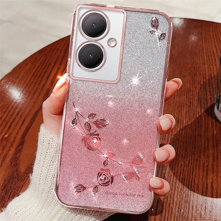 KADEM Pour Oppo A79 5G / A2 5G Étui de téléphone portable en TPU Motif floral Gradient Housse de protection - Rose Gold
