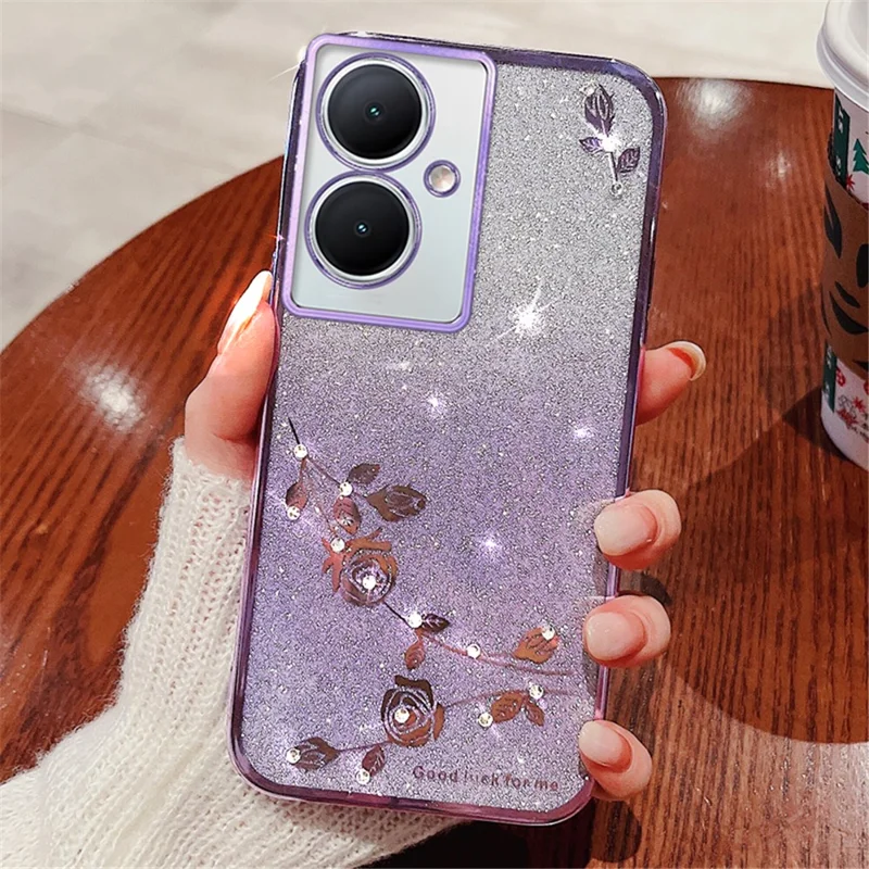 KADEM Para Oppo A79 5G / A2 5G Capa de Telefone Celular TPU com Padrão de Flor Gradiente - Roxo