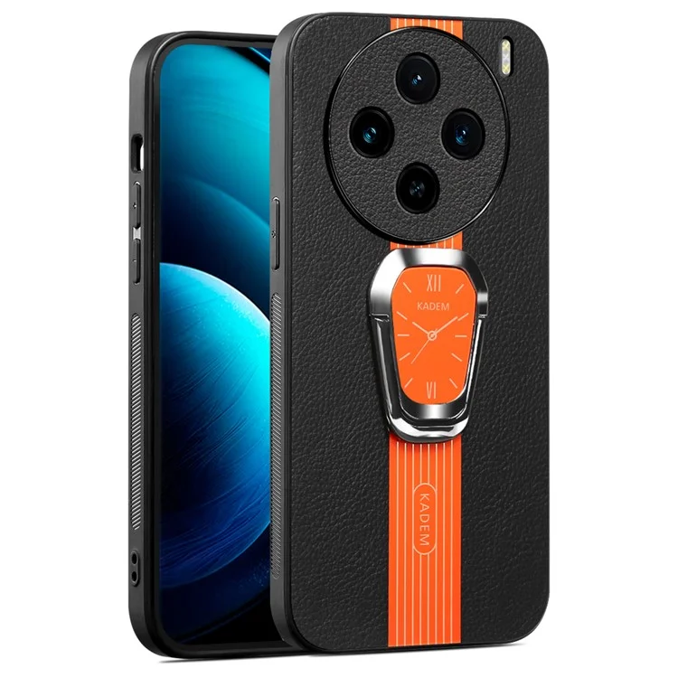 KADEM For vivo X100 Pro 5G Capas de Telefone Celular Revestimento Traseiro Eletrolítico com Suporte - Laranja