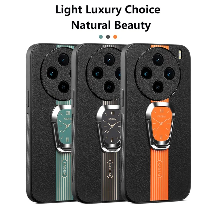 KADEM For vivo X100 Pro 5G Capas de Telefone Celular Revestimento Traseiro Eletrolítico com Suporte - Laranja