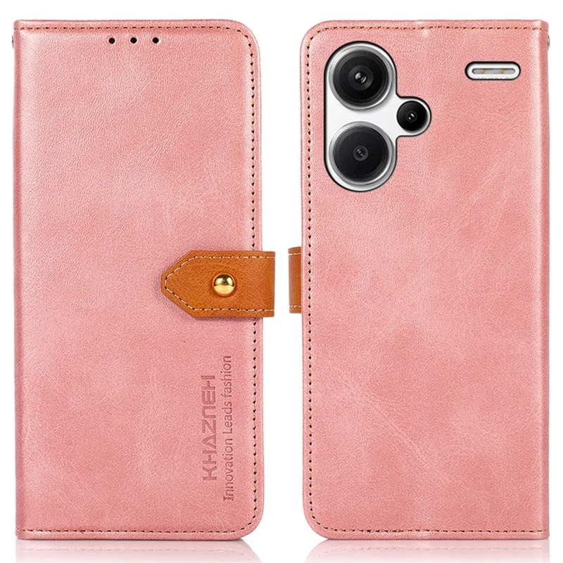 KHAZNEH For Xiaomi Redmi Note 13 Pro+ 5G Cell Phone Case PU Leather Phone Cover Shell - Rose Gold