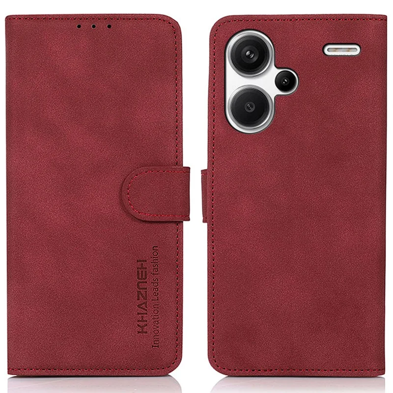 KHAZNEH For Xiaomi Redmi Note 13 Pro+ 5G Cell Phone Case Anti-scratch PU Leather Flip Cover - Red