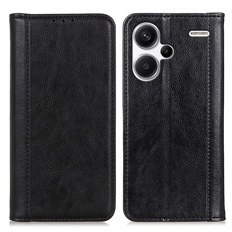 Para Xiaomi Redmi Note 13 Pro+ 5G Caso Dobrável Stand Split Leather Cell Phone Cover - Preto