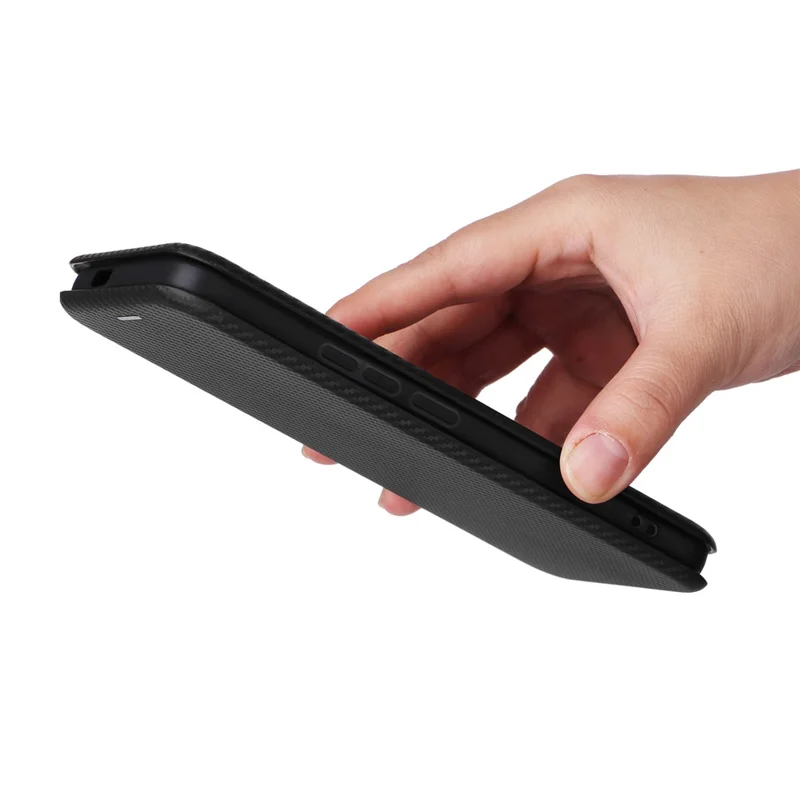 For Xiaomi 14 Leather Case Card Holder Carbon Fiber Texture Phone Cover - Black