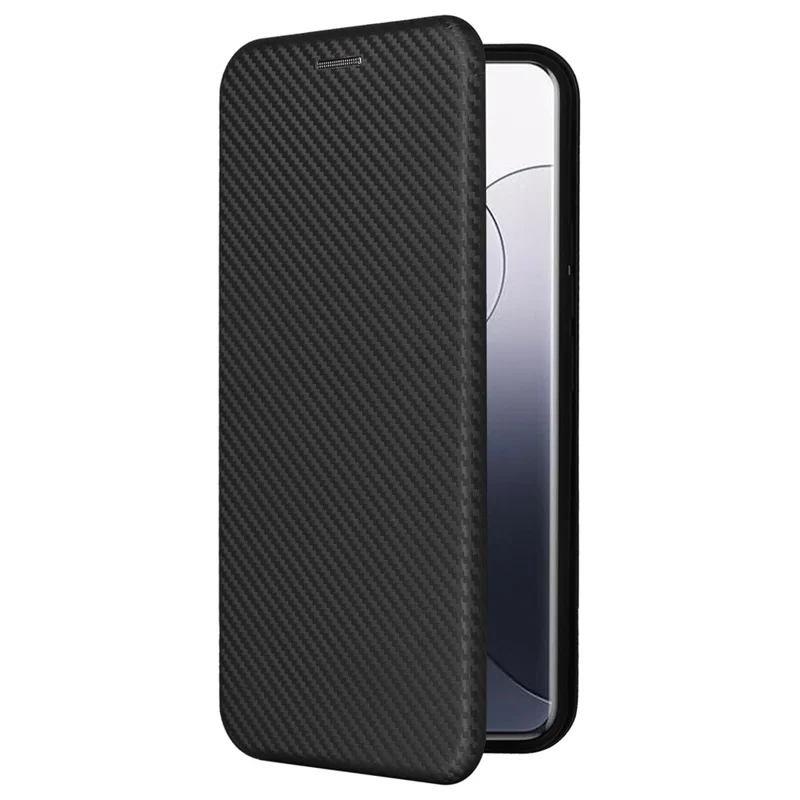 For Xiaomi 14 Leather Case Card Holder Carbon Fiber Texture Phone Cover - Black