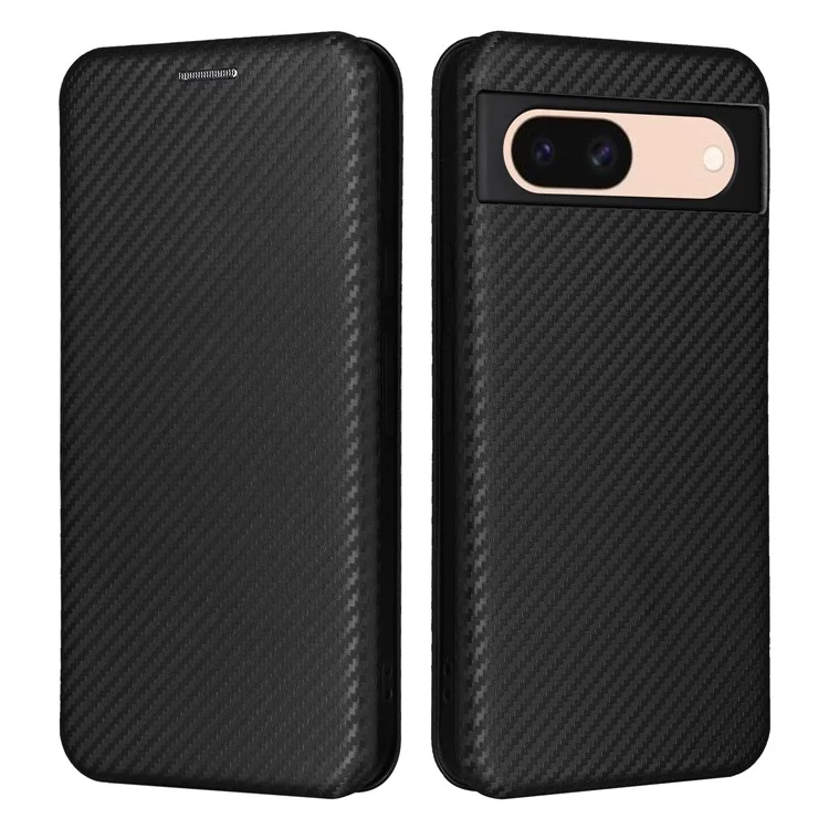 For Google Pixel 8a PU Leather Cell Phone Case Card Holder Stand Mobile Phone Cover - Black