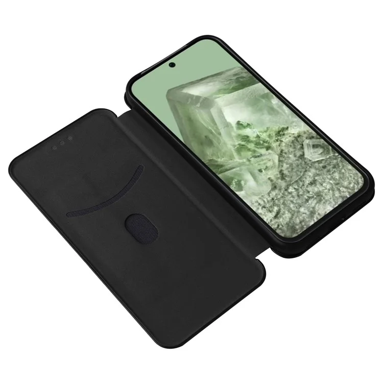 For Google Pixel 8a PU Leather Cell Phone Case Card Holder Stand Mobile Phone Cover - Black