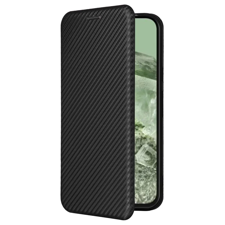 For Google Pixel 8a PU Leather Cell Phone Case Card Holder Stand Mobile Phone Cover - Black