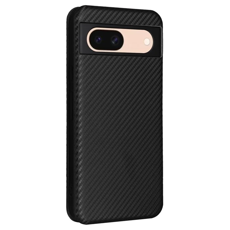 For Google Pixel 8a PU Leather Cell Phone Case Card Holder Stand Mobile Phone Cover - Black