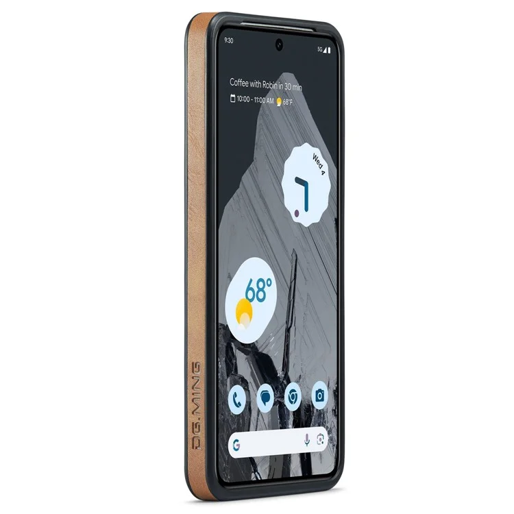 DG.MING Para Google Pixel 8 Pro Case de Telefone Capa de Couro PU à Prova de Choque - Marrom