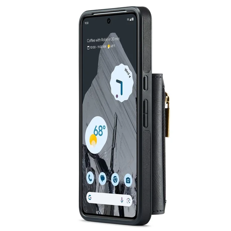 DG.MING M5 Series For Google Pixel 8 Pro Phone Case RFID Blocking Zipper Pocket Back Cover - Black