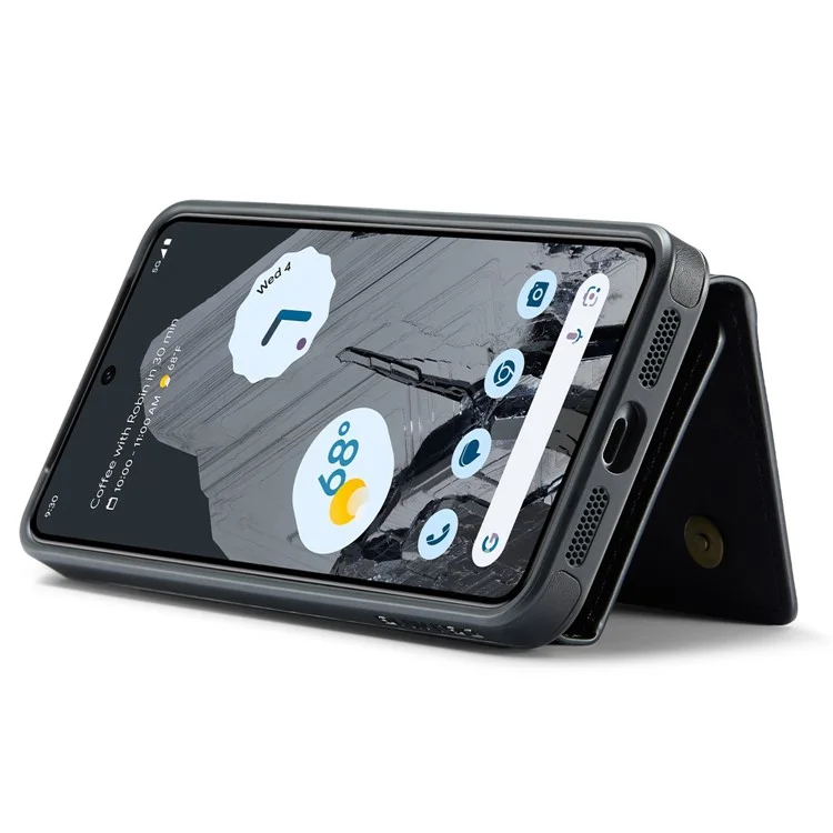 DG.MING M5 Series For Google Pixel 8 Pro Phone Case RFID Blocking Zipper Pocket Back Cover - Black
