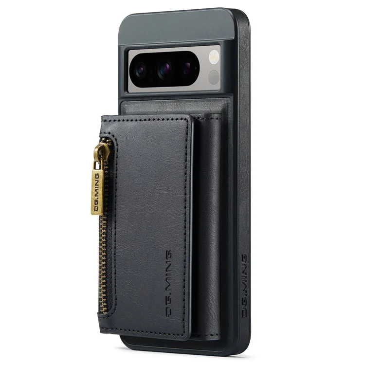 DG.MING M5 Series For Google Pixel 8 Pro Phone Case RFID Blocking Zipper Pocket Back Cover - Black