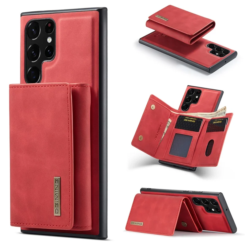 DG.MING M1 Series for Samsung Galaxy S24 Ultra Case Detachable Wallet Phone Cover - Red