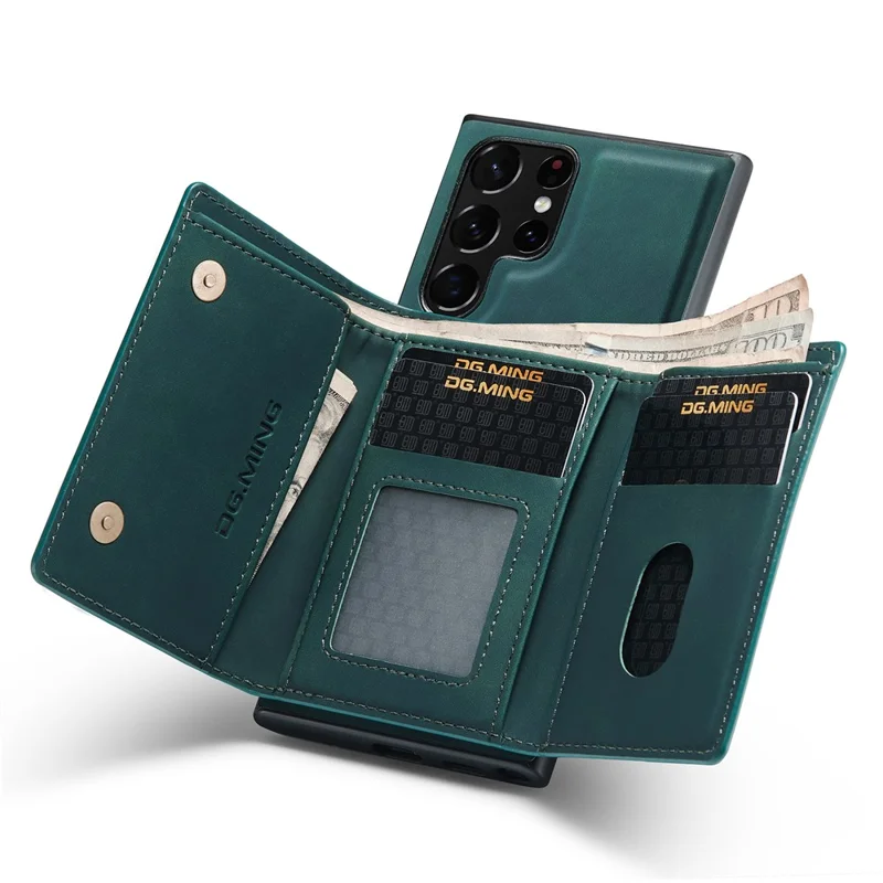 DG.MING M1 Series for Samsung Galaxy S24 Ultra Case Detachable Wallet Phone Cover - Green