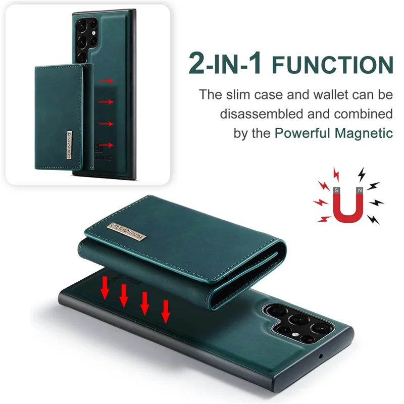 DG.MING M1 Series for Samsung Galaxy S24 Ultra Case Detachable Wallet Phone Cover - Green