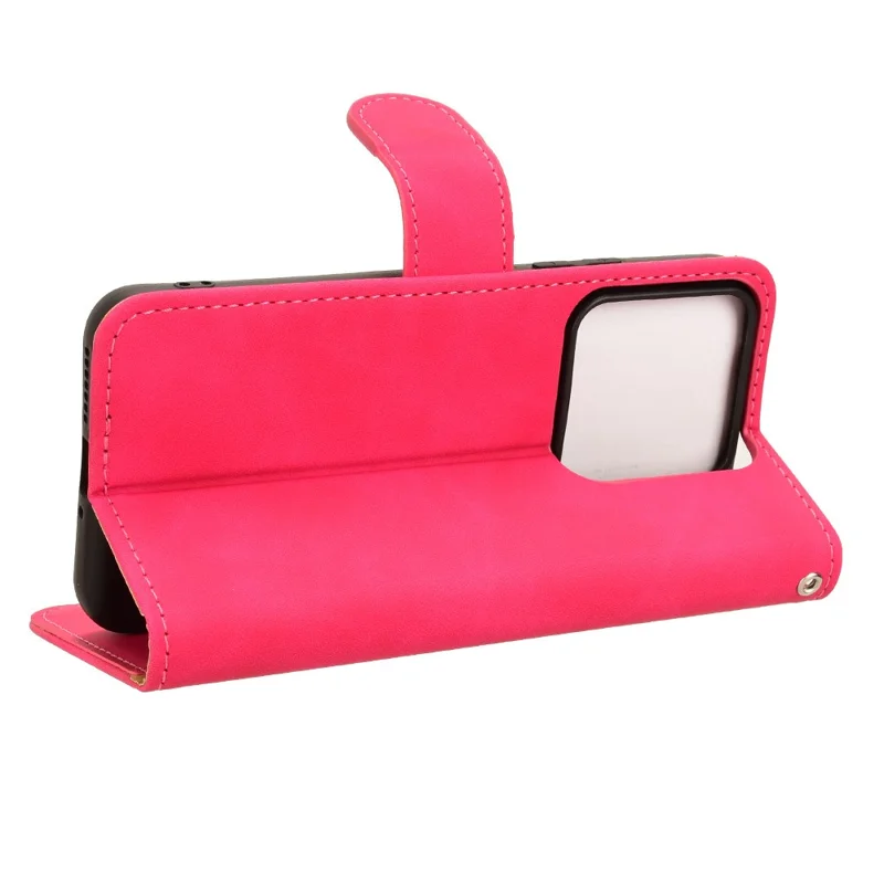 For Xiaomi 14 Cell Phone Case Skin-touch Stand Leather Wallet Cover - Rose