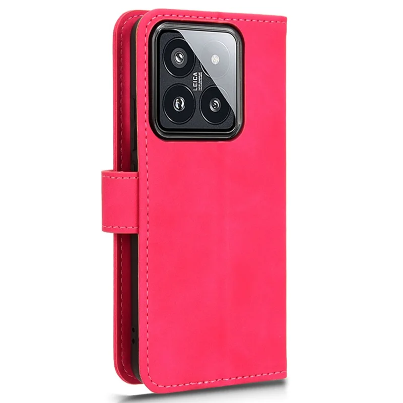 For Xiaomi 14 Cell Phone Case Skin-touch Stand Leather Wallet Cover - Rose