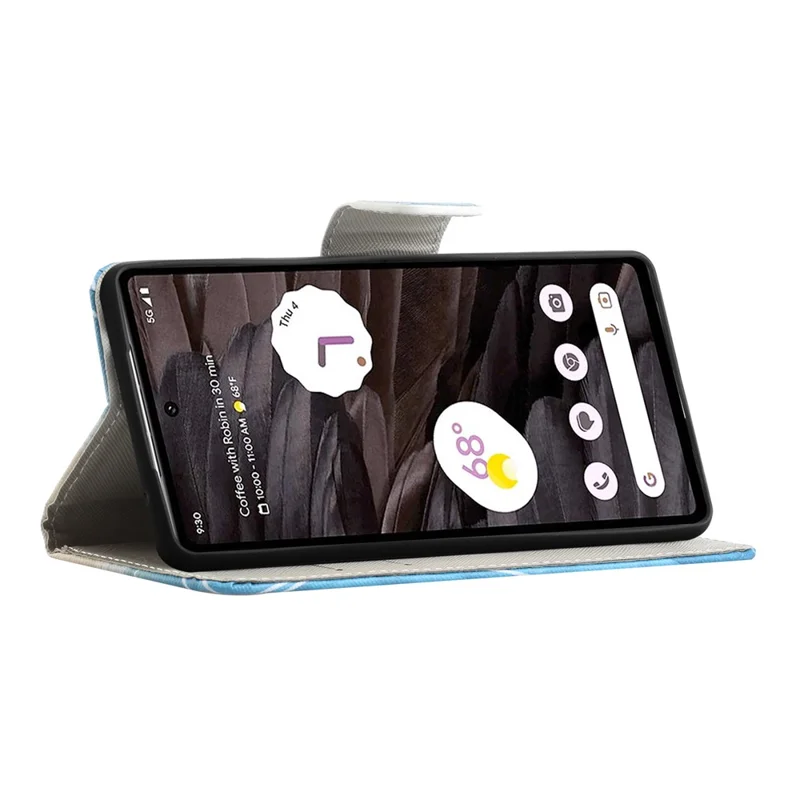 For Google Pixel 8a Wallet Case PU Leather Pattern Stand Phone Cover - Don't Touch My Phone