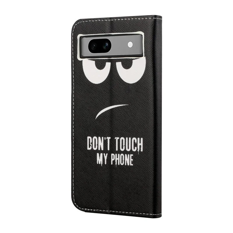 For Google Pixel 8a Wallet Case PU Leather Pattern Stand Phone Cover - Don't Touch My Phone