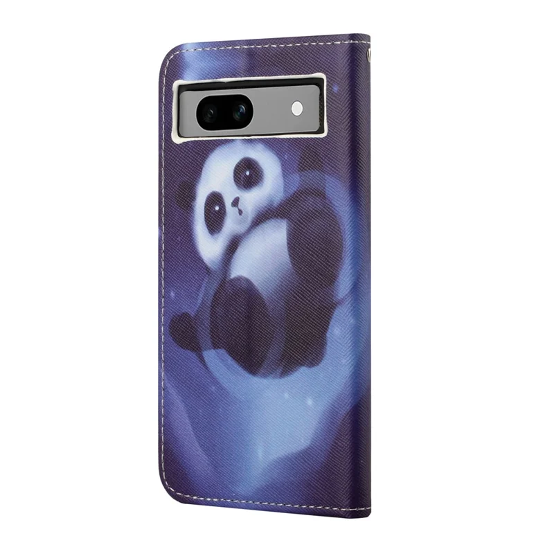 Чехол для смартфона Google Pixel 8a с откидной крышкой, 3D-узором и ремешком - Панда