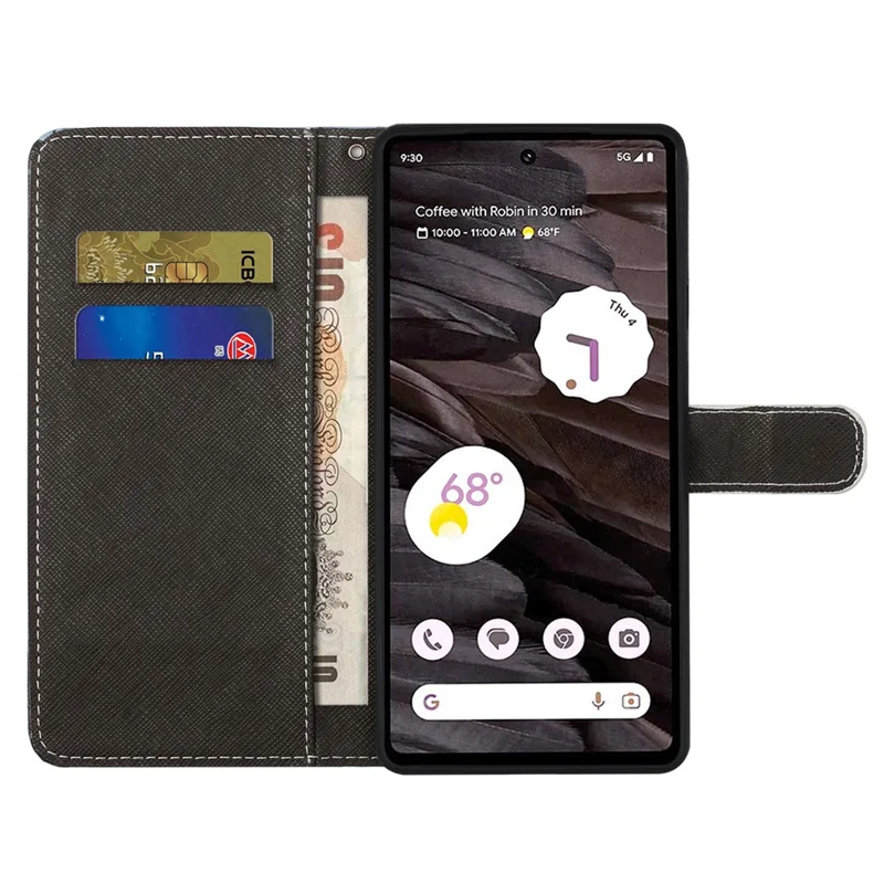 Obudowa na telefon typu flip dla Google Pixel 8a z nadrukiem 3D, z paskiem na nadgarstek i podstawką – Lampart