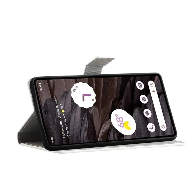 For Google Pixel 8a PU Leather Case Pattern Flip Stand Phone Cover - Couple Owls