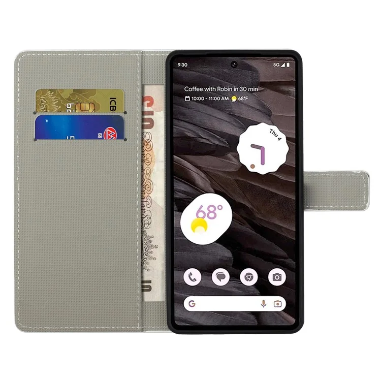 For Google Pixel 8a PU Leather Case Pattern Flip Stand Phone Cover - Couple Owls