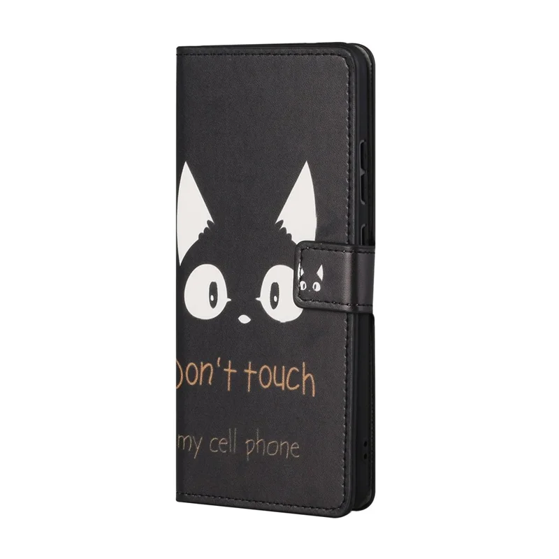 For Google Pixel 8a PU Leather Case Pattern Flip Stand Phone Cover - Don't Touch My Cell Phone