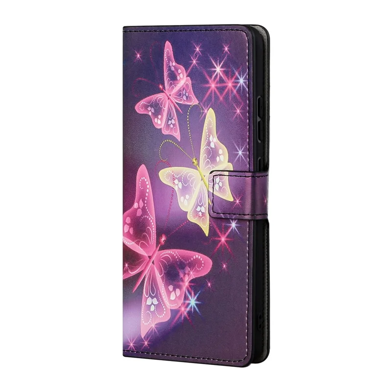 For Google Pixel 8a PU Leather Case Pattern Flip Stand Phone Cover - Sparkle Butterflies